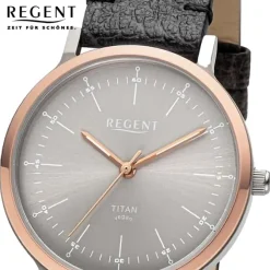 Regent Damen Armbanduhr Analog Lederarmband schwarz URBA696