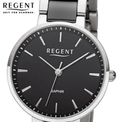 Regent Damen Armbanduhr Analog Keramikarmband silber schwarz URF1462