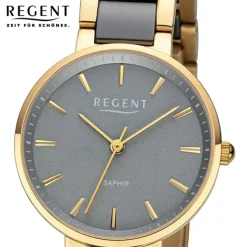 Regent Damen Armbanduhr Analog Keramikarmband gold schwarz URF1465