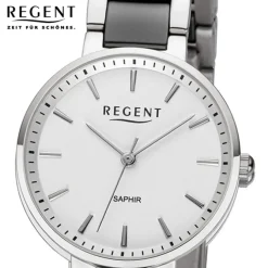 Regent Damen Armbanduhr Analog Keramikarmband silber schwarz URF1467