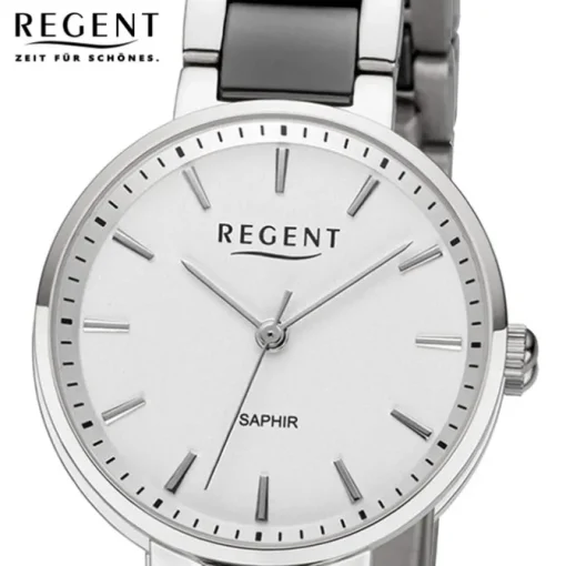 Regent Damen Armbanduhr Analog Keramikarmband silber schwarz URF1467