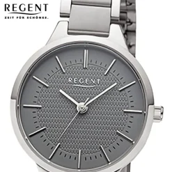 Regent Damen Armbanduhr Analog Metallarmband silber grau URF1501