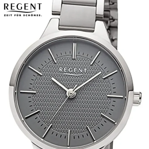 Regent Damen Armbanduhr Analog Metallarmband silber grau URF1501