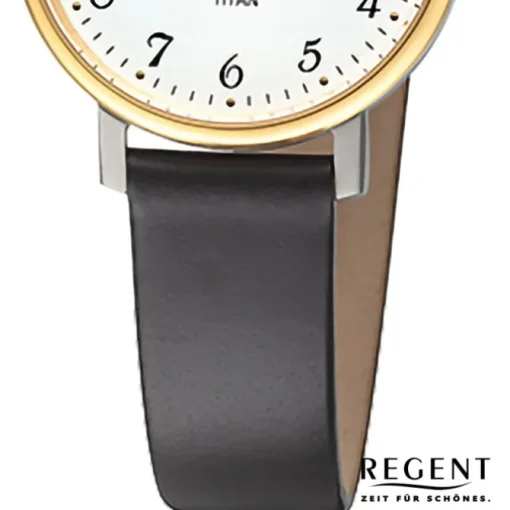 Regent Damen Armbanduhr Analog Lederarmband schwarz URF1558