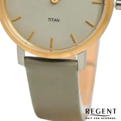 Regent Damen Armbanduhr Analog Lederarmband olive UR2094059