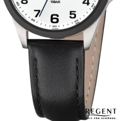 Regent Damen Armbanduhr Analog Lederarmband schwarz URBA781
