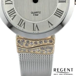 Regent Damen Armbanduhr Analog Metallarmband silber gold UR2214009