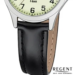Regent Damen Armbanduhr Analog 2112427 Quarz-Uhr Leder schwarz UR2112427