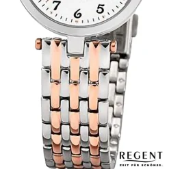 Regent Damen Armbanduhr Analog Metallarmband silber rosegold URF1324