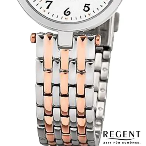 Regent Damen Armbanduhr Analog Metallarmband silber rosegold URF1324