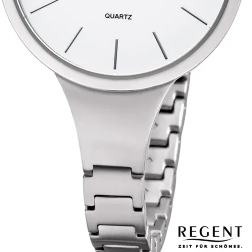 Regent Damen Armbanduhr Analog F-1153 Quarz-Uhr Titan silber URF1153