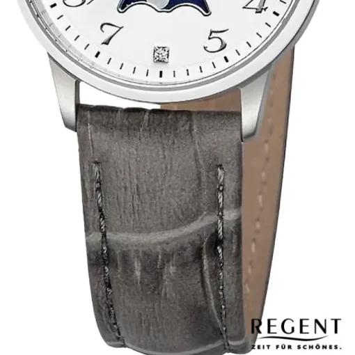 Regent Damen Armbanduhr Analog Lederarmband grau UR2112550