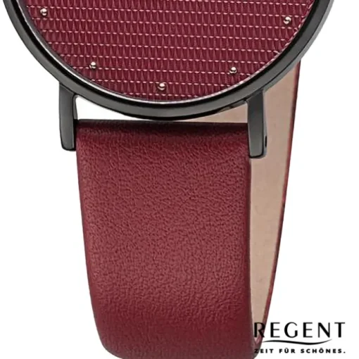 Regent Damen Armbanduhr Analog Lederarmband bordeaux rot UR2152577
