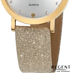 Regent Damen Armbanduhr Analog Lederarmband gold UR2154074