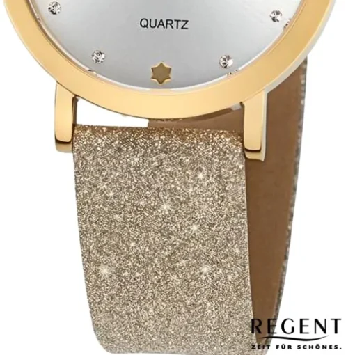 Regent Damen Armbanduhr Analog Lederarmband gold UR2154074