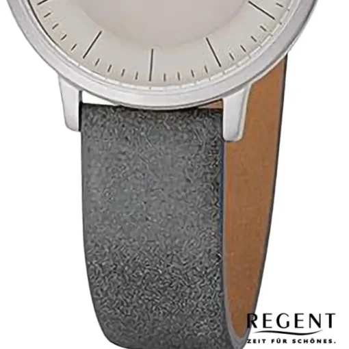Regent Damen Armbanduhr Analog Lederarmband dunkelgrau URF1246