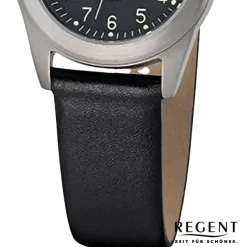 Regent Damen Armbanduhr Analog Lederarmband schwarz URF1321