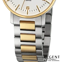 Regent Damen Armbanduhr Analog Metallarmband silber gold URF1484
