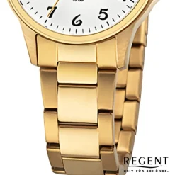 Regent Damen Armbanduhr Analog Metallarmband gold URF1461