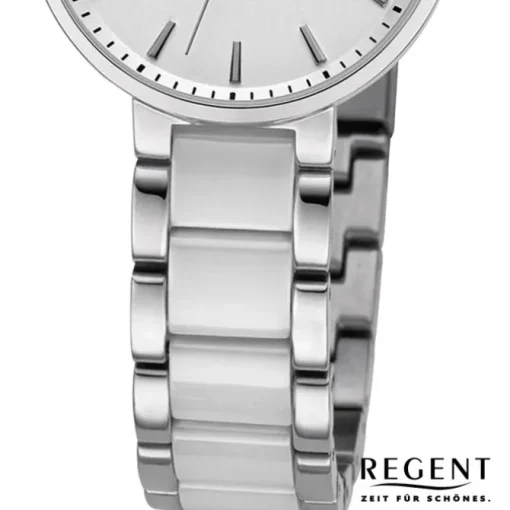 Regent Damen Armbanduhr Analog Keramikarmband silber URF1463