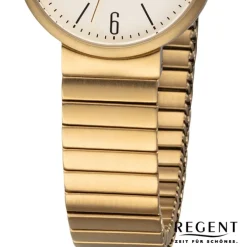 Regent Damen Armbanduhr Analog F-1203 Quarz-Uhr Metall gold URF1203