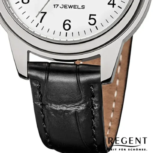 Regent Damen Armbanduhr Analog Lederarmband schwarz URF1567