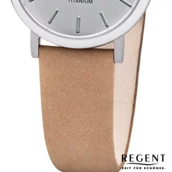 Regent Damen Armbanduhr Analog F-1223 Quarz-Uhr Leder braun URF1223