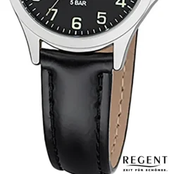 Regent Damen Armbanduhr Analog 2112419 Quarz-Uhr Leder schwarz UR2112419