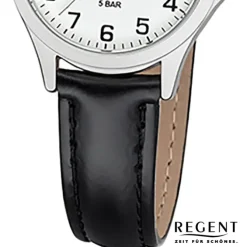 Regent Damen Armbanduhr Analog 2112418 Quarz-Uhr Leder schwarz UR2112418