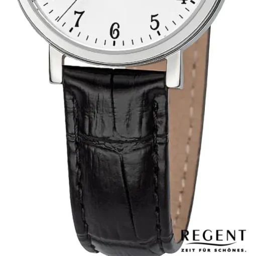 Regent Damen Armbanduhr Analog Lederarmband schwarz URF1426