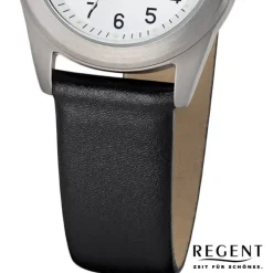 Regent Damen Armbanduhr Analog F-660 Quarz-Uhr Titan schwarz URF660