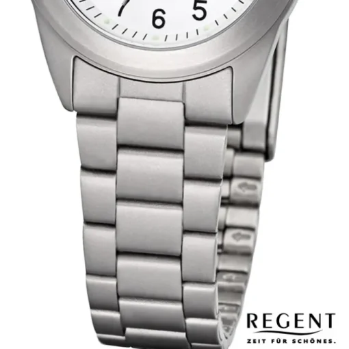 Regent Damen Armbanduhr Analog F-258 Quarz-Uhr Titan silber URF258