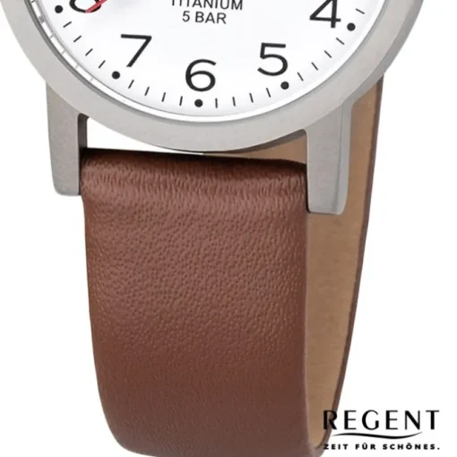 Regent Damen Armbanduhr Analog F-1213 Quarz-Uhr Titan braun URF1213