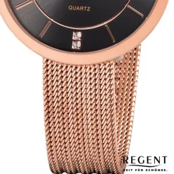 Regent Damen Armbanduhr Analog F-1157 Quarz-Uhr Metall rosegold URF1157