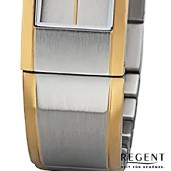 Regent Damen Armbanduhr Analog GM-2103 Quarz-Uhr Metallband gold silber URGM2103