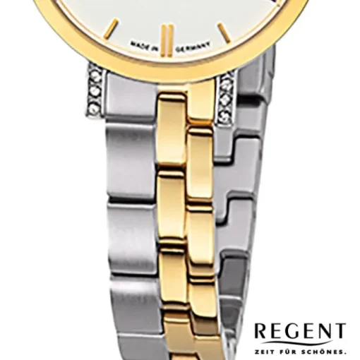 Regent Damen Armbanduhr Analog GM-2121 Quarz-Uhr Metallband bicolor URGM2121