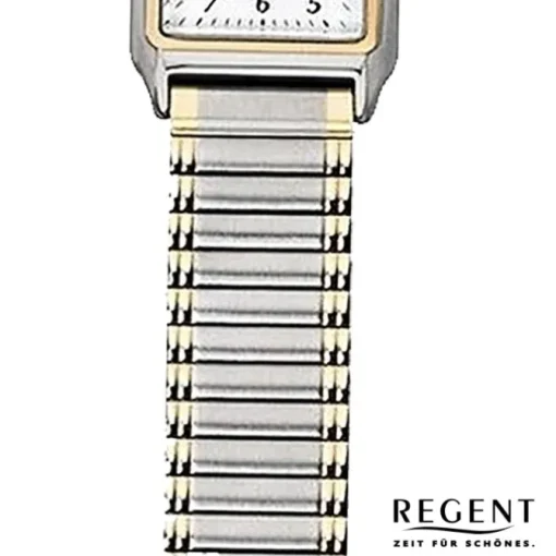 Regent Damen Armbanduhr Analog F-460 Quarz-Uhr Metall silber gold URF460