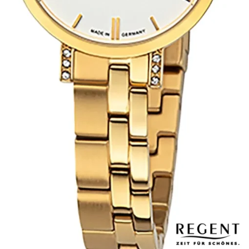 Regent Damen Armbanduhr Analog GM-2122 Quarz-Uhr Metallband gold URGM2122