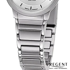 Regent Damen Armbanduhr Analog GM-2130 Quarz-Uhr Metallband silber URGM2130