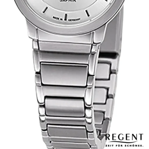 Regent Damen Armbanduhr Analog GM-2130 Quarz-Uhr Metallband silber URGM2130