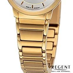 Regent Damen Armbanduhr Analog GM-2132 Quarz-Uhr Metallband gold URGM2132