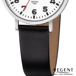 Regent Damen Armbanduhr Analog Lederarmband schwarz URBA790