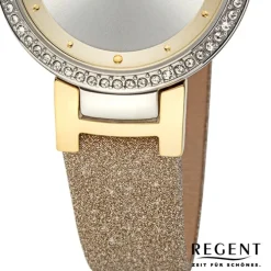 Regent Damen Armbanduhr Analog Lederarmband gold URBA800