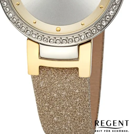 Regent Damen Armbanduhr Analog Lederarmband gold URBA800