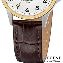 Regent Damen Armbanduhr Analog Lederarmband braun URF1457