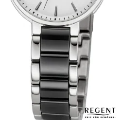 Regent Damen Armbanduhr Analog Keramikarmband silber schwarz URF1467