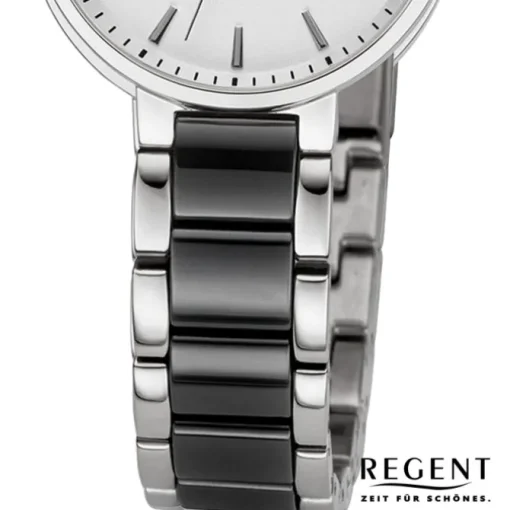 Regent Damen Armbanduhr Analog Keramikarmband silber schwarz URF1467