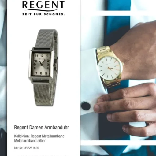 Regent Damen Armbanduhr Analog Metallarmband silber UR2251520