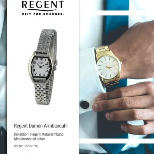 Regent Damen Armbanduhr Analog Metallarmband silber UR2251592