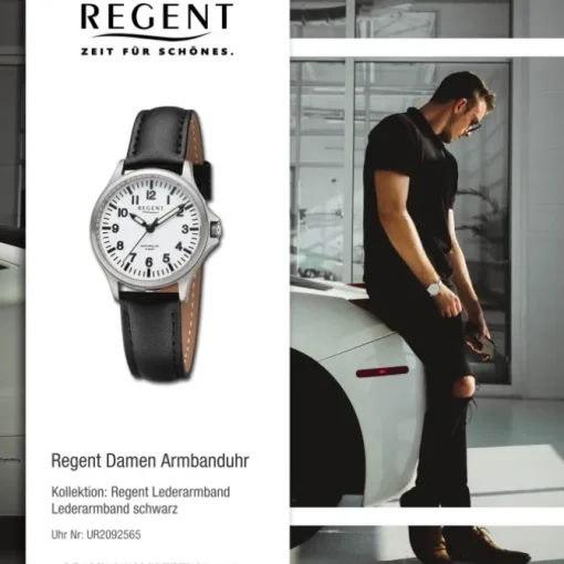 Regent Damen Armbanduhr Analog Lederarmband schwarz UR2092565